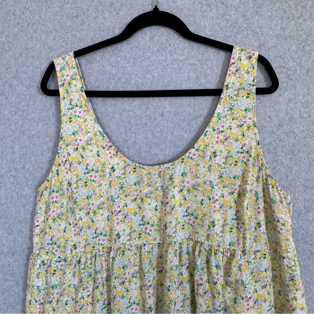 Torrid Yellow Floral Dress Womens 1 1X 14-16 Mini Challis Tiered Sleeveless Tank - Picture 3 of 14